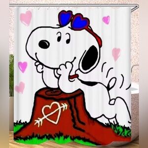 Peanuts Snoopy Love Shower Curtain - White and Red